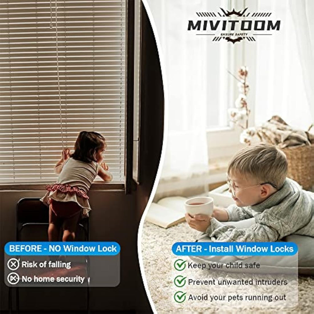 Jolof Store Window Restrictors – 4 Pack Child Safety Cable Locks for UPVC