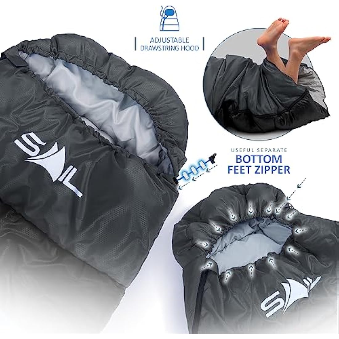 Jolof Store SAIL XL Extra Wide Sleeping Bag – Waterproof & Lightweight