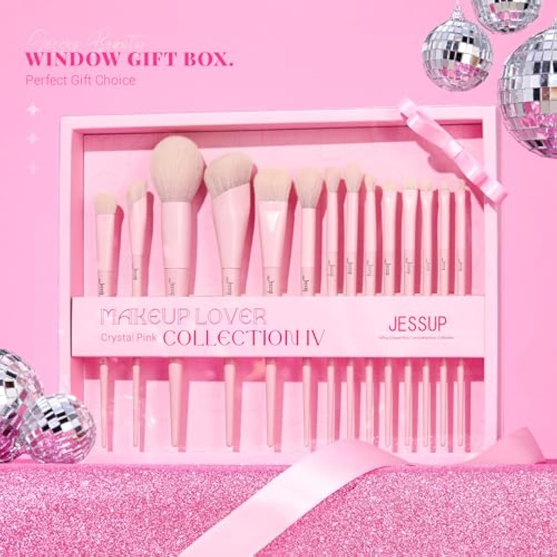 Jessup 14pc Pink Makeup Brush Set | Professional Vegan Synthetic Brushes