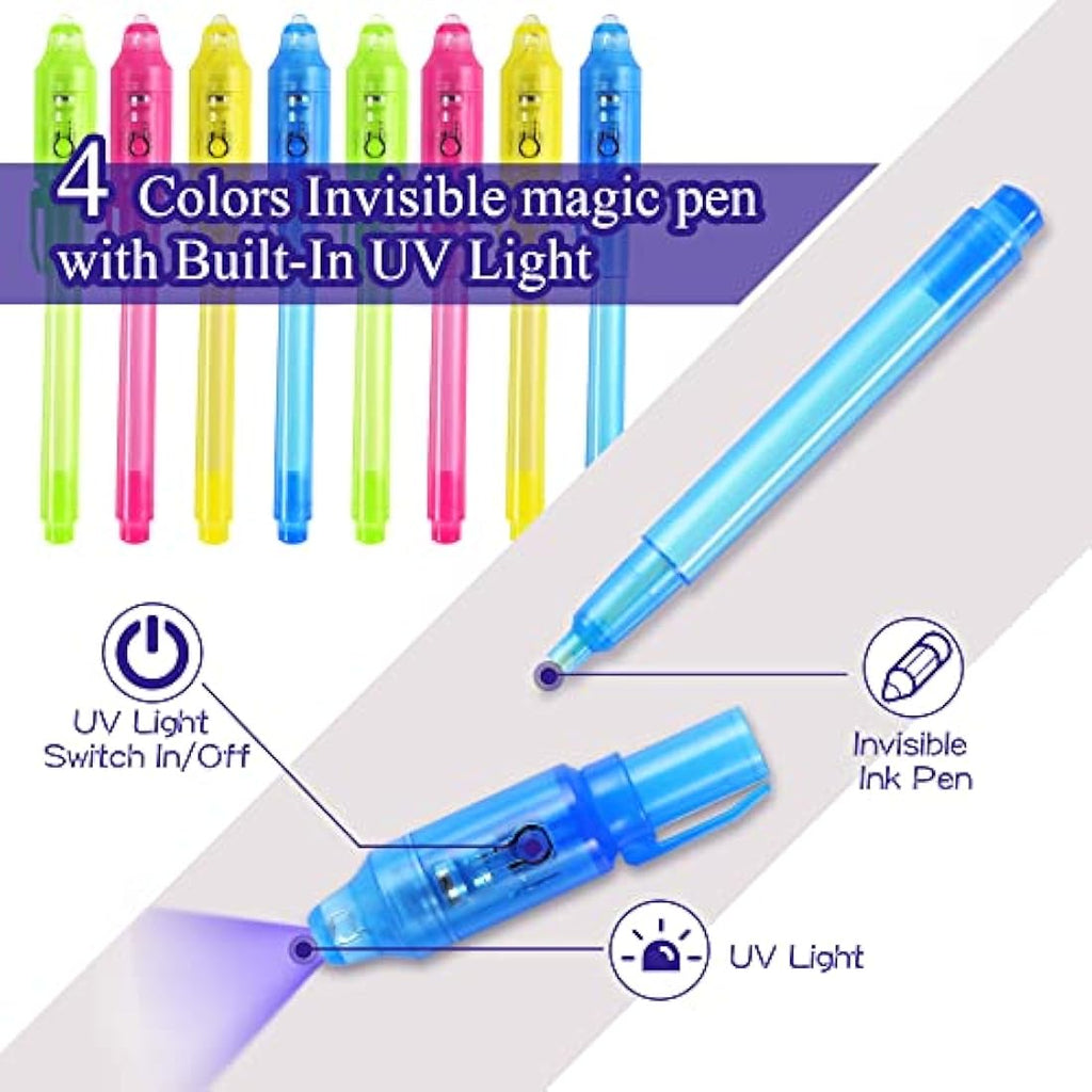 DazSpirit 16-Pack Invisible Ink Spy Pens & Dinosaur Notebooks Party Favors