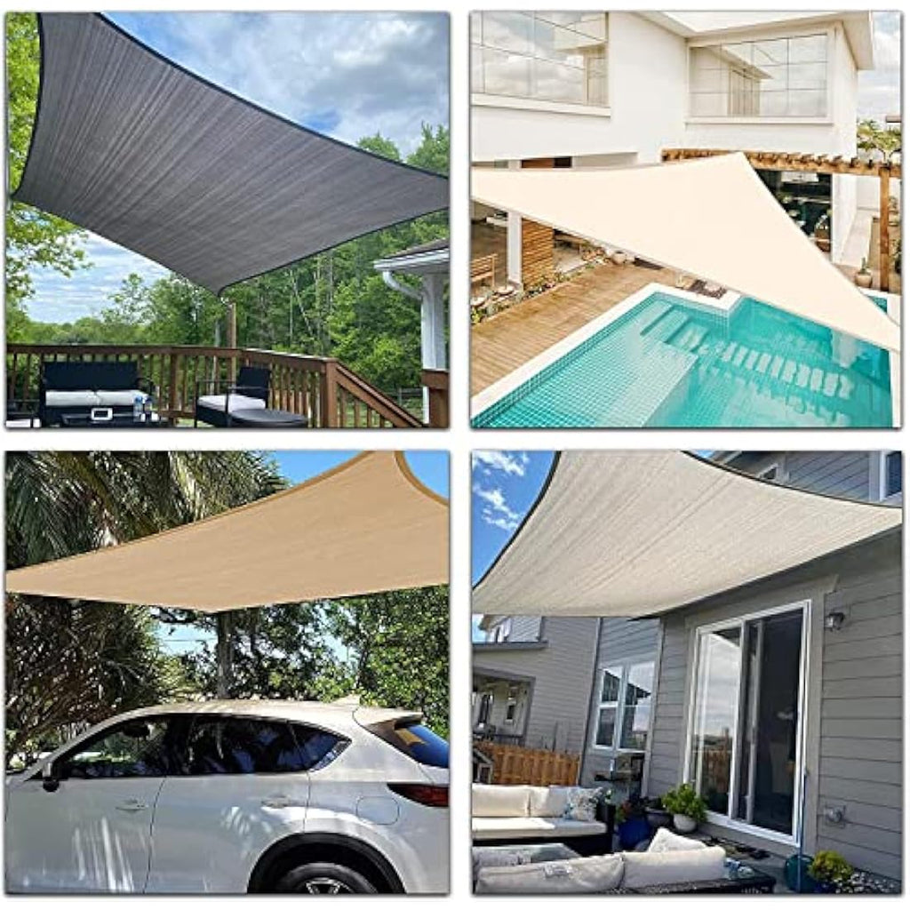 Sunnylaxx 5x5m Square Shade Sail | Waterproof UV Block Canopy - Cream
