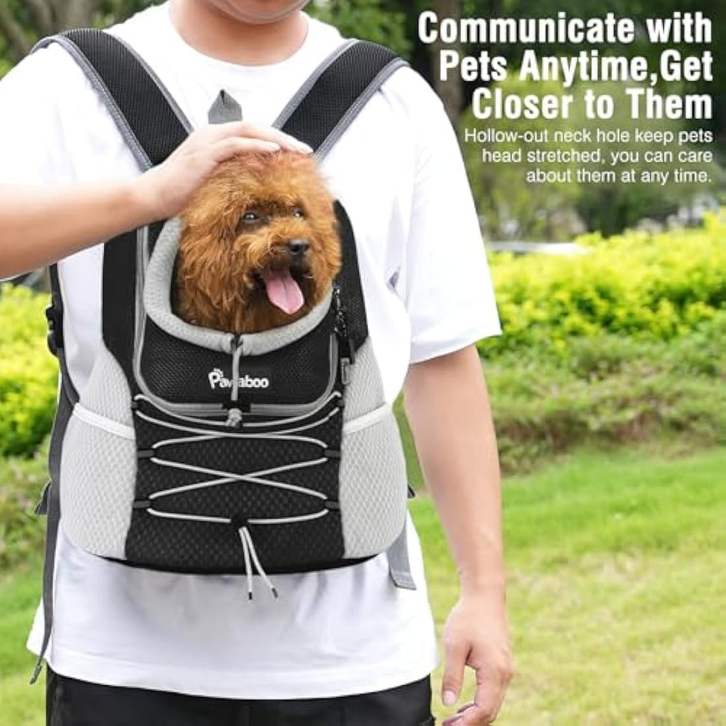 Pawaboo Small Dog Carrier Backpack | Breathable Mesh Front Pack - Black