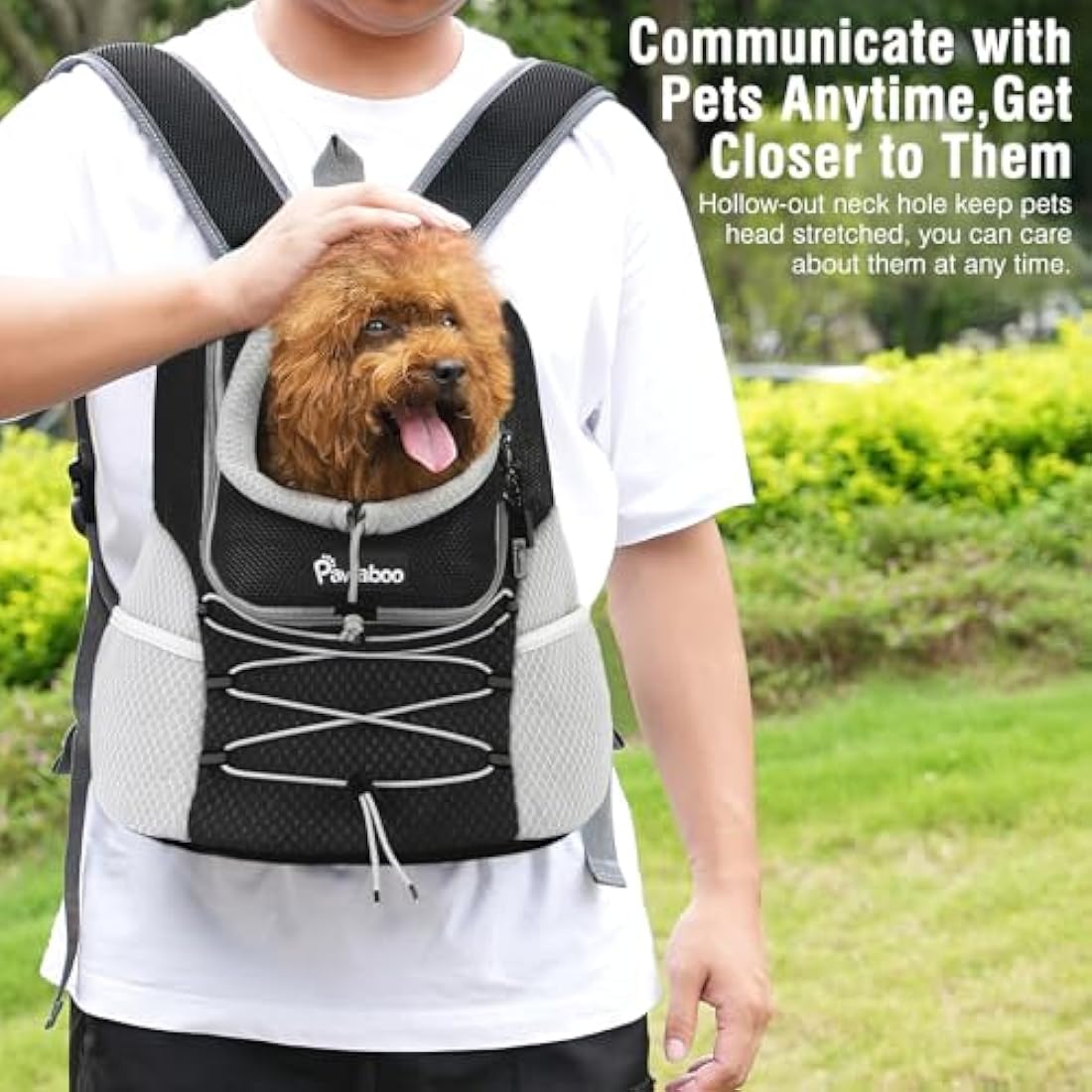 Pawaboo Small Dog Carrier Backpack | Breathable Mesh Front Pack - Black