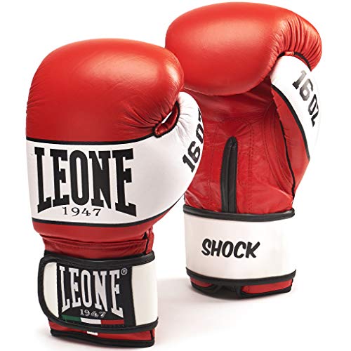 Leone 1947 Shock Boxing Gloves – Full Grain Leather, Red, 10 OZ