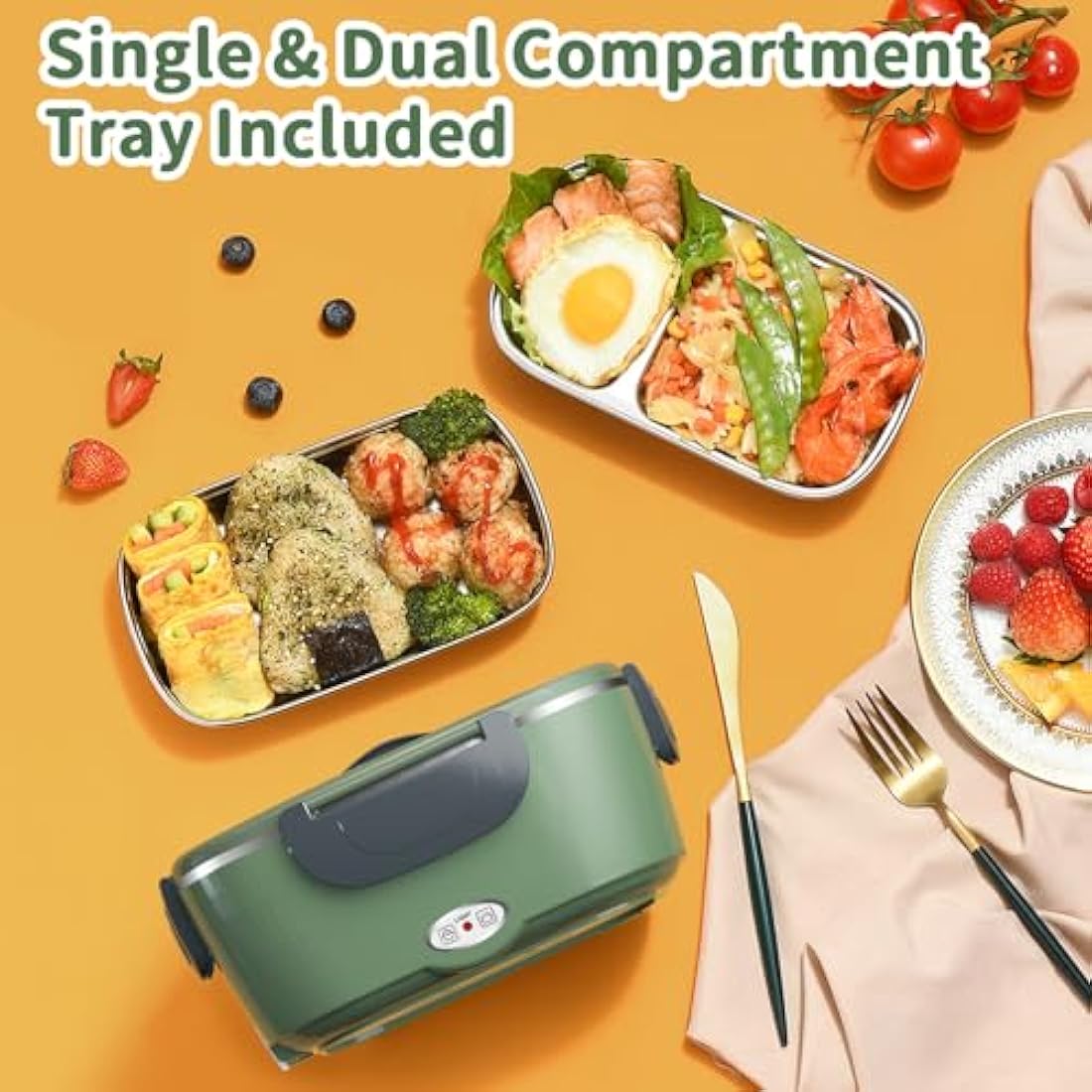Jolof Store 100W Electric Heated Lunch Box - 3-in-1 Portable Food Warmer