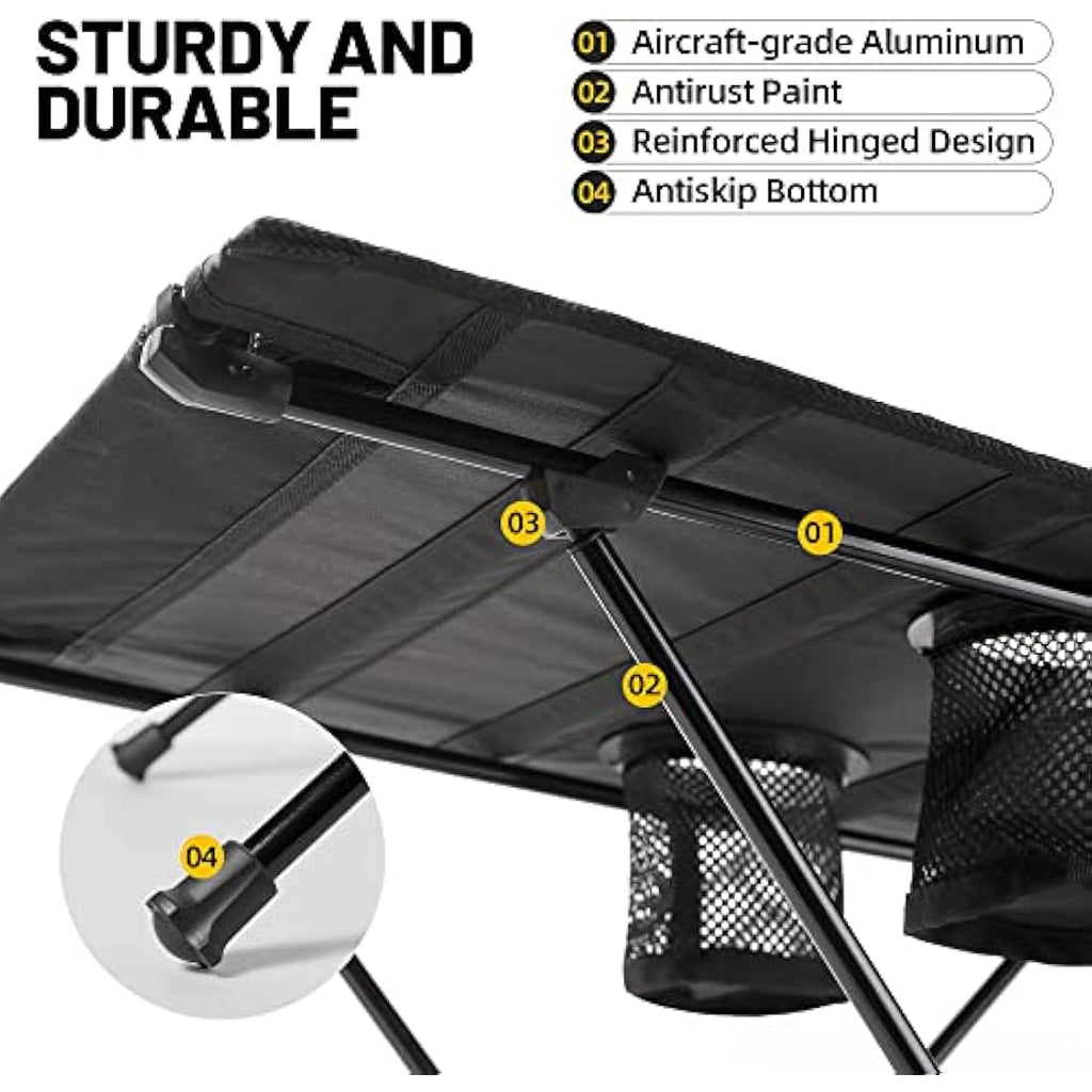 Zune Lotoo Portable Folding Camping Table – Lightweight Aluminum Picnic Table