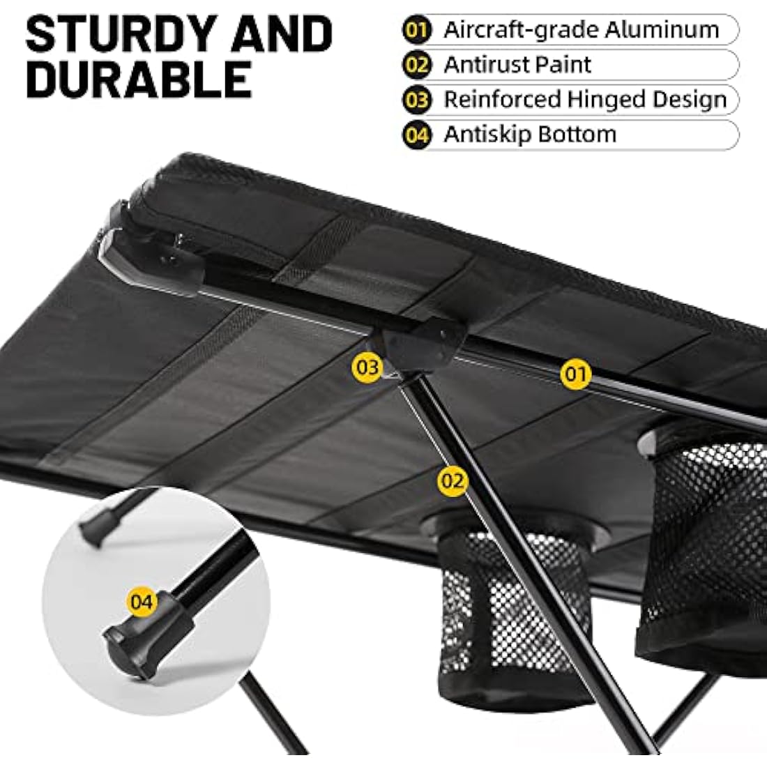 Zune Lotoo Portable Folding Camping Table – Lightweight Aluminum Picnic Table
