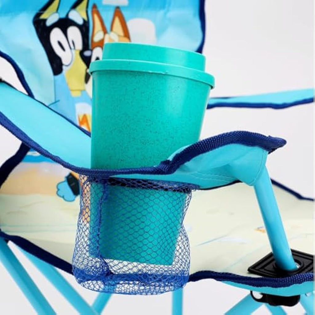 Bluey & Bingo Kids Folding Camping Chair with Cup Holder & Bag