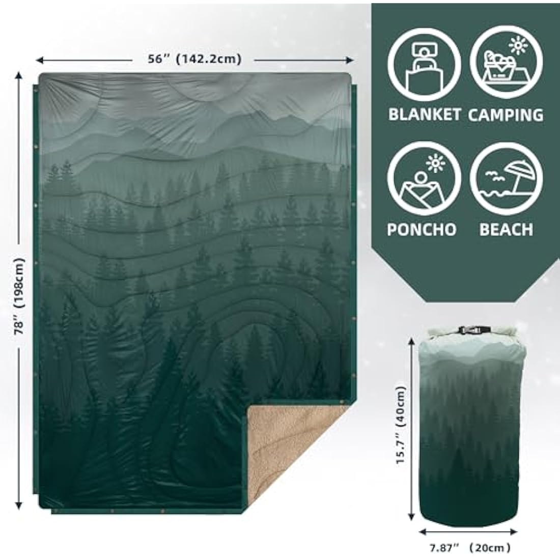 KawaGebo Kamp Sherpa Camping Blanket | Packable Water-Repellent Poncho