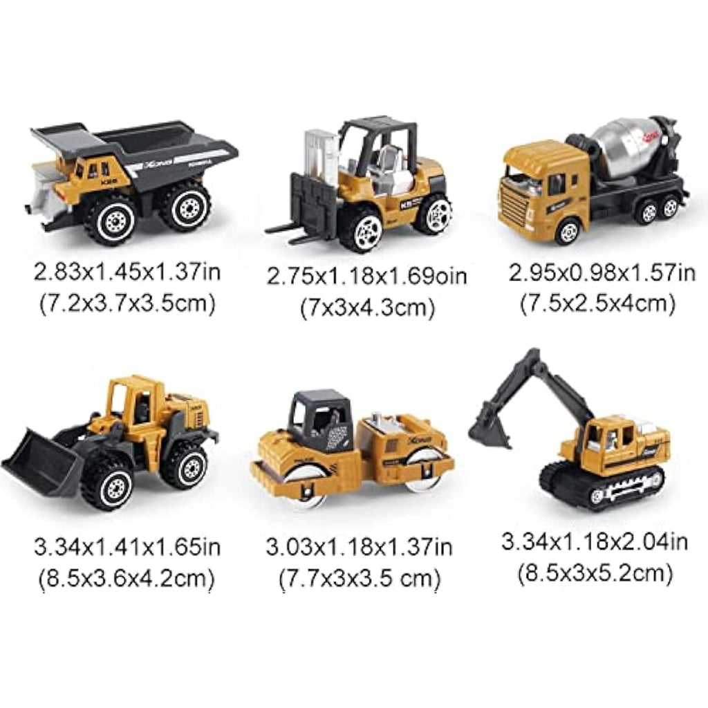 6-Pack Diecast Construction Vehicle Toy Set for Boys