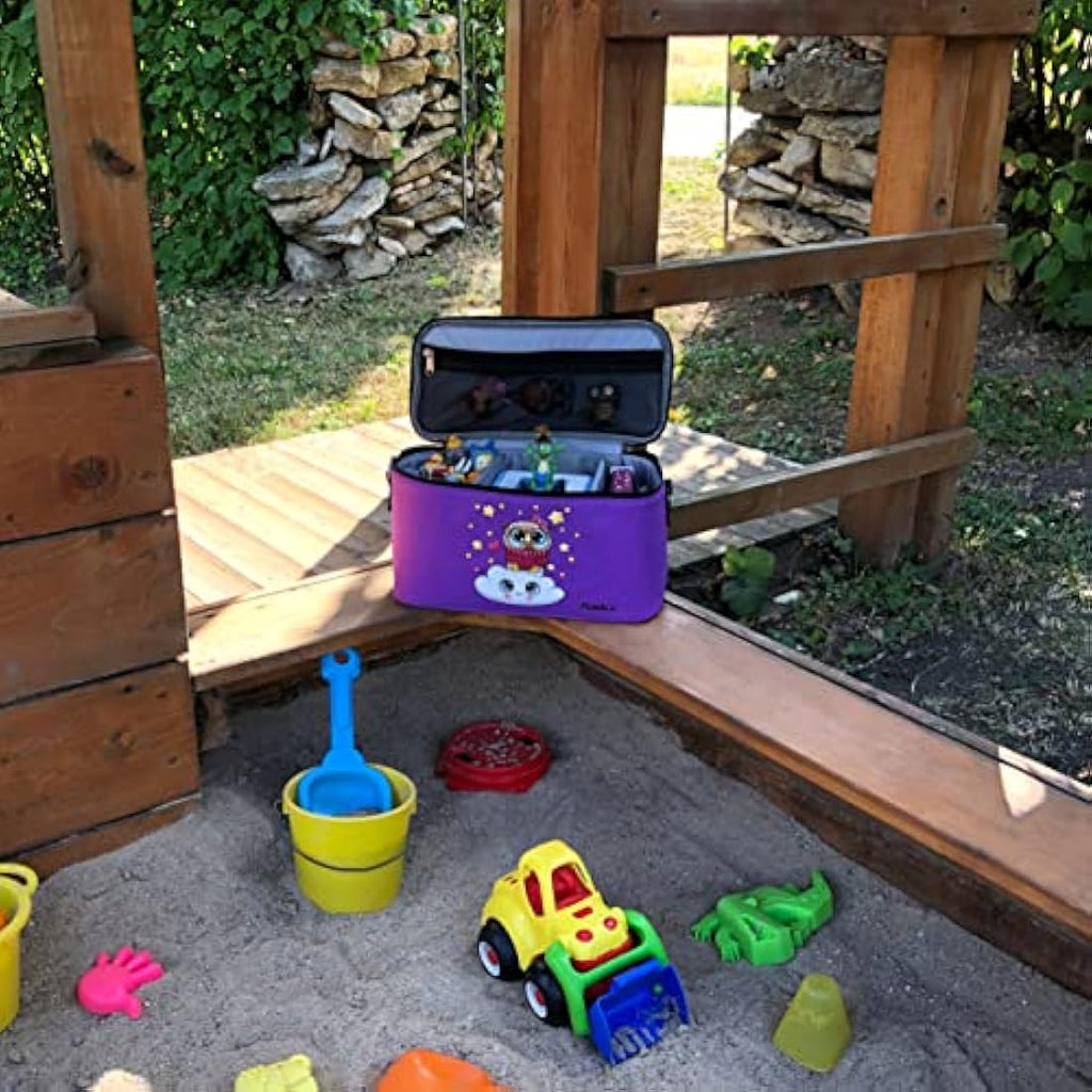 PUNALU Toniebox Storage Bag - Padded Kids Travel Case, Owls Purple