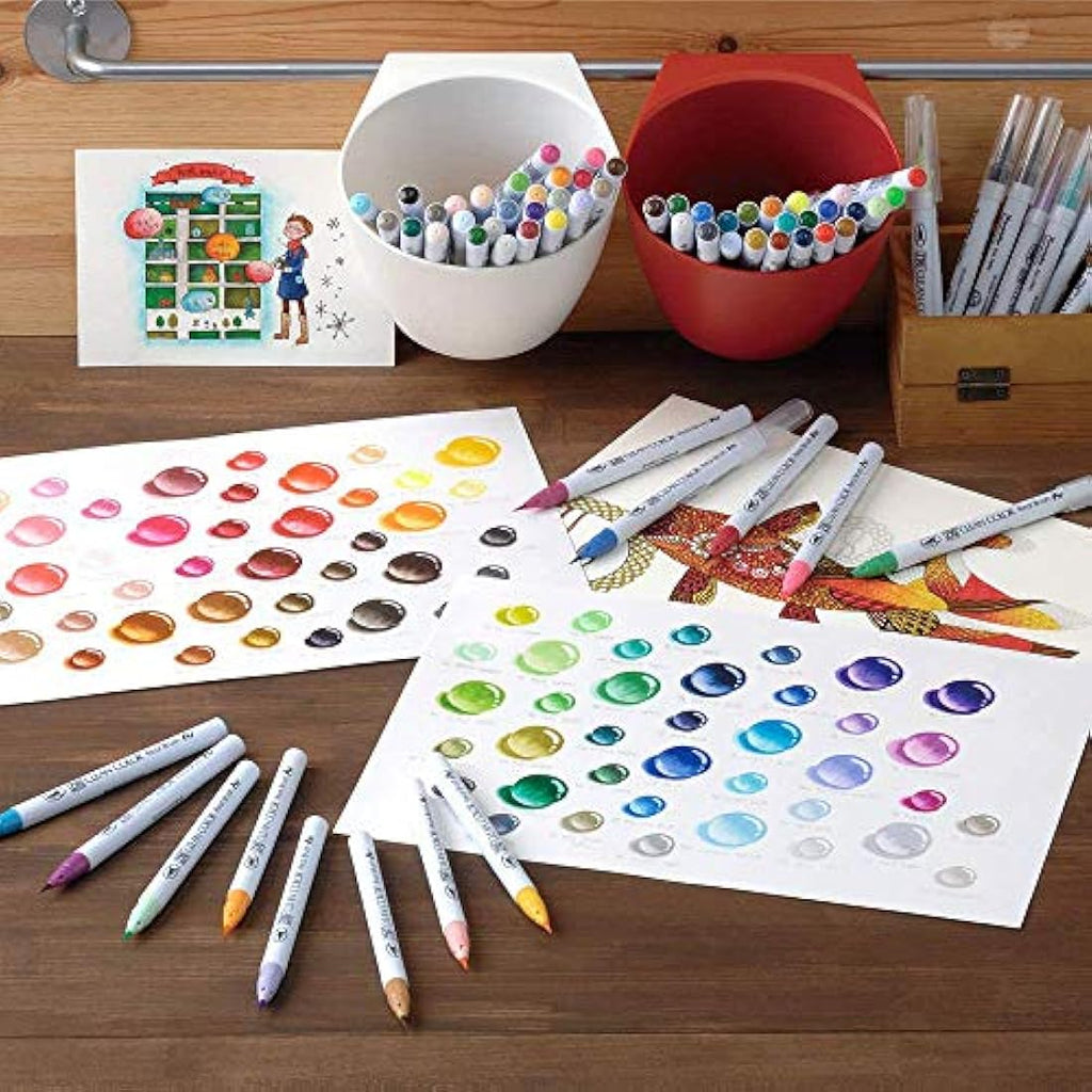 Kuretake Clean Color Real Brush Watercolor Pens - 48 Color Set