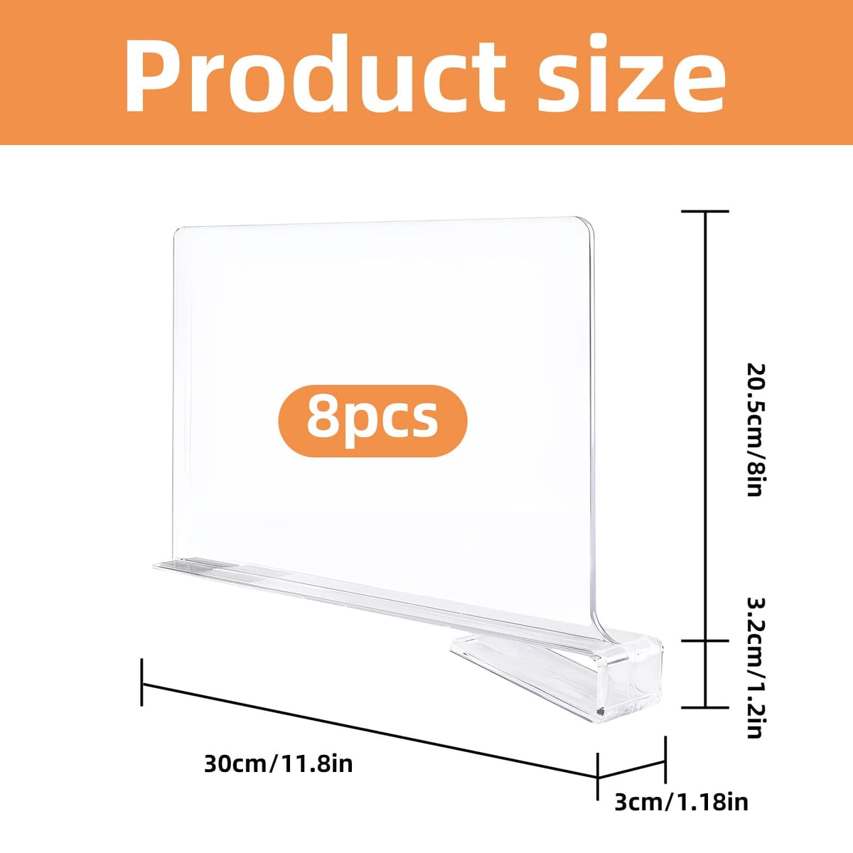DYUEE Acrylic Shelf Dividers 8 Pack Closet Organizers and Storage Shelves - image 2