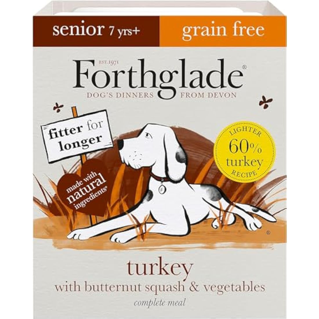 Forthglade Senior Wet Dog Food – Grain Free Turkey & Veg (18 x 395g)