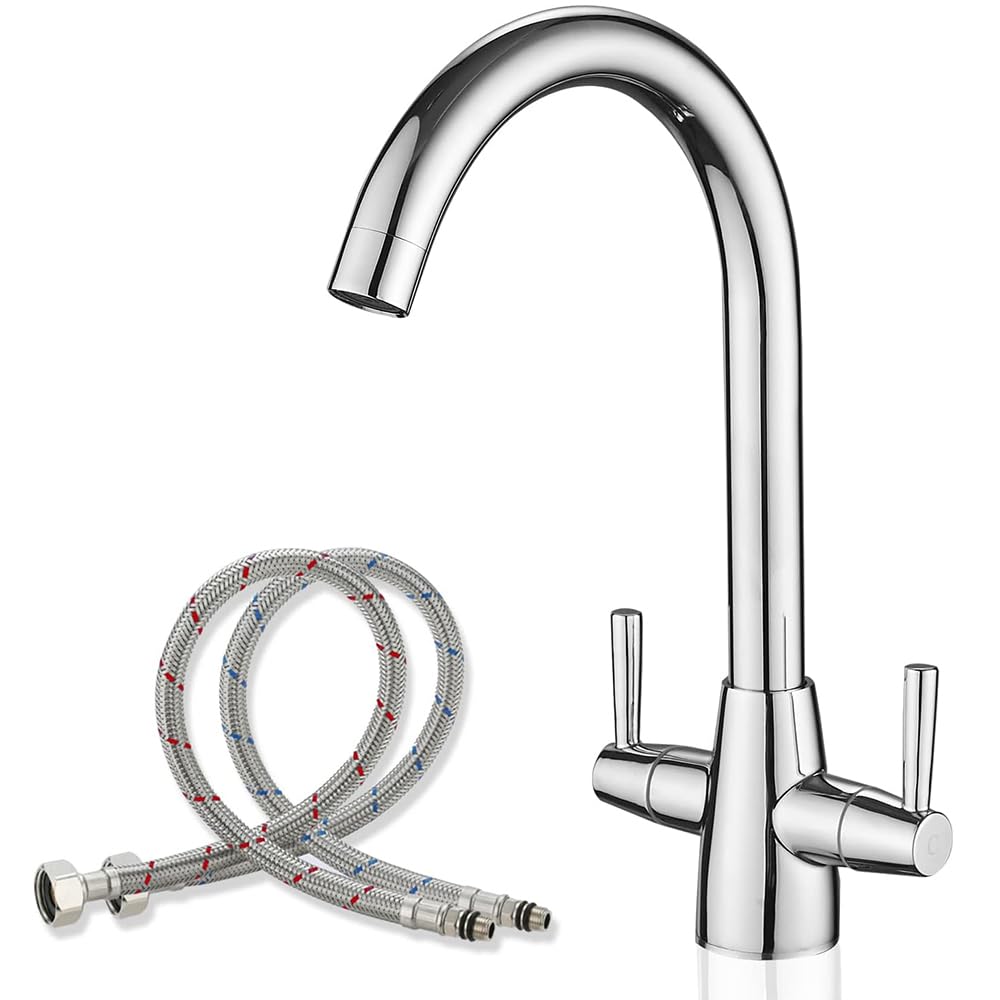 Jolof Store Monobloc Kitchen Sink Mixer Tap | 360 Swivel Dual Lever Chrome