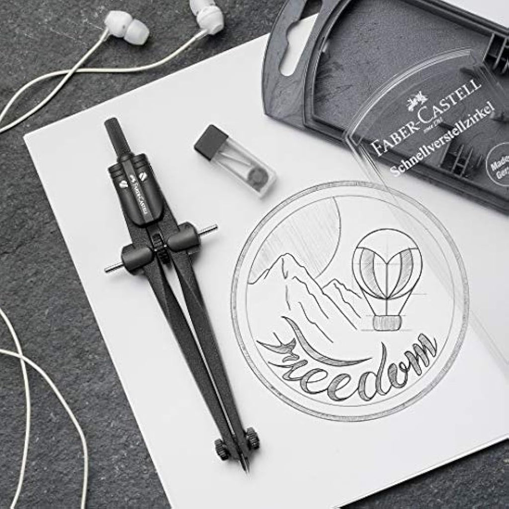 Faber-Castell Stream Quick-Set Compass – Black Stone Drafting Tool