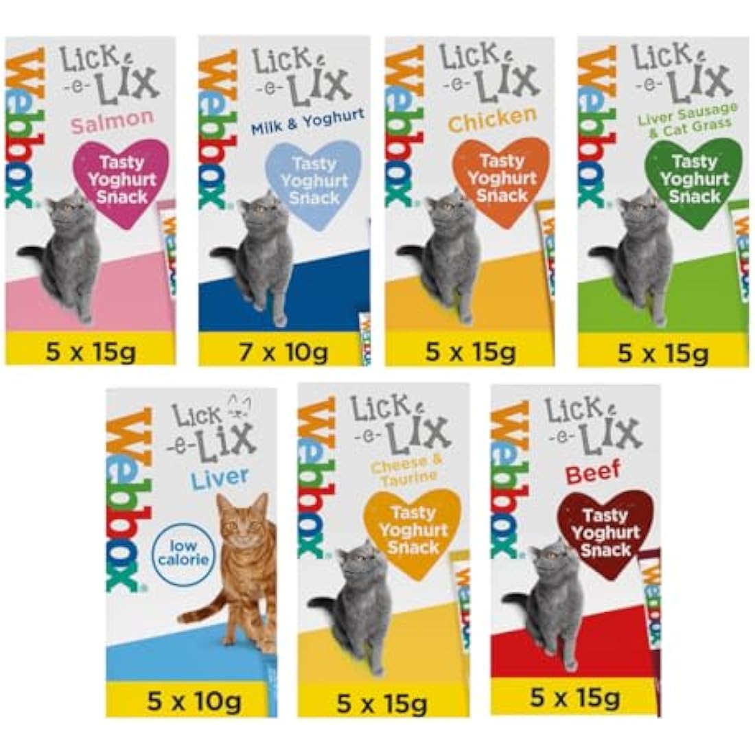 Webbox Lick-e-Lix Cat Treats Variety Pack - 17 Cases of 5x15g Sticks