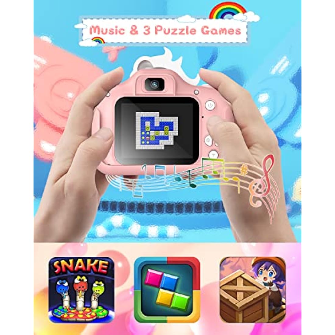 Gofunly Kids Digital Camera | 1080P HD Selfie Toy with 32GB Card