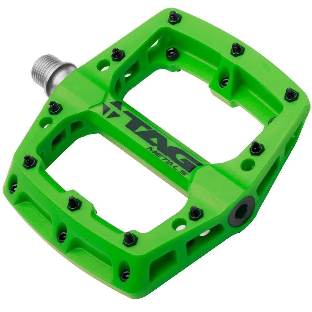 TAG Metals T3 Nylon MTB Pedals | Lightweight Platform 9/16" Axle - Green
