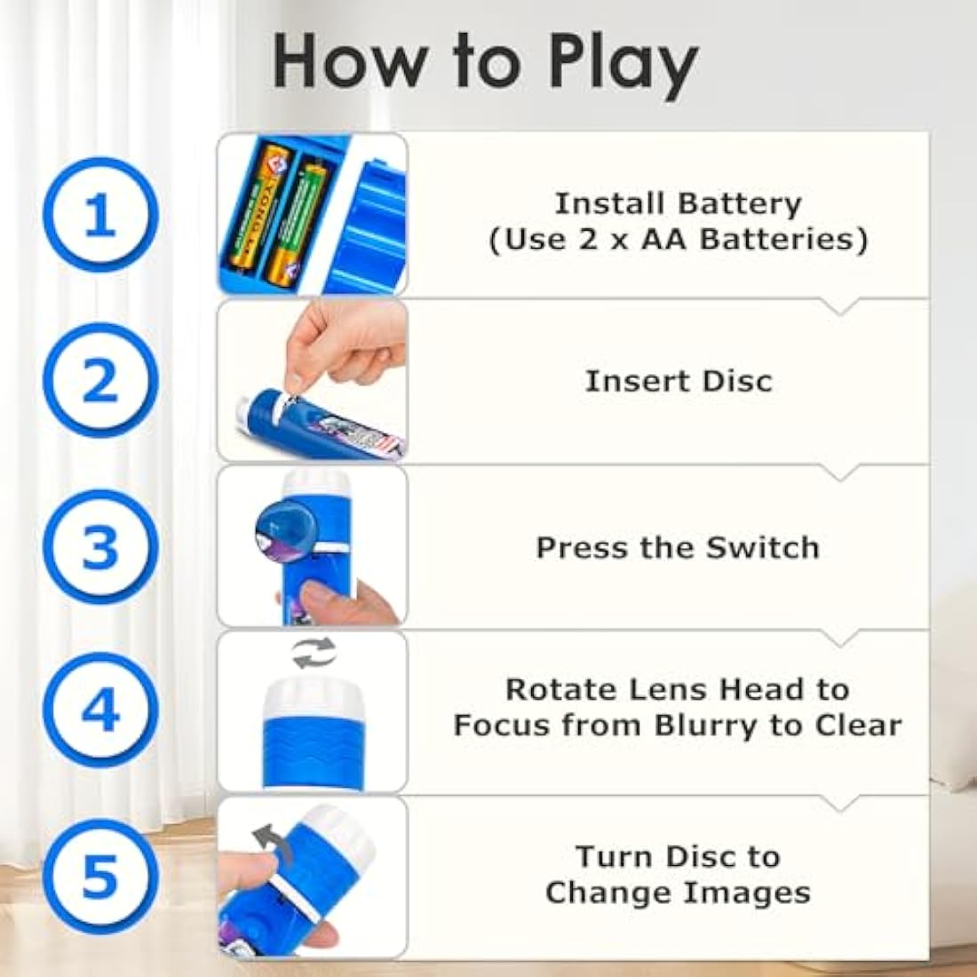 Pup Go Kids Space Torch Projector – Educational Night Light with 24 Images