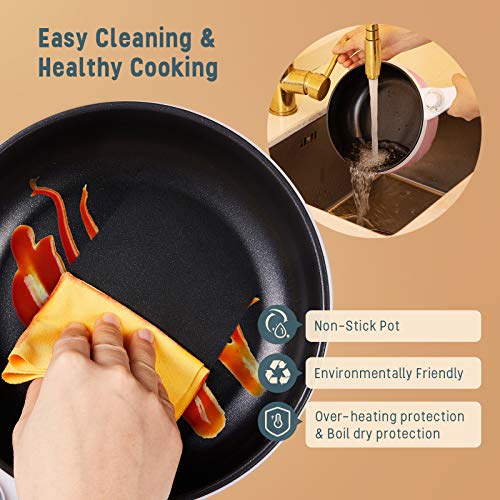 Vocha 1.5L Electric Hot Pot – Portable Non-Stick Multi-Cooker for Travel, Pink