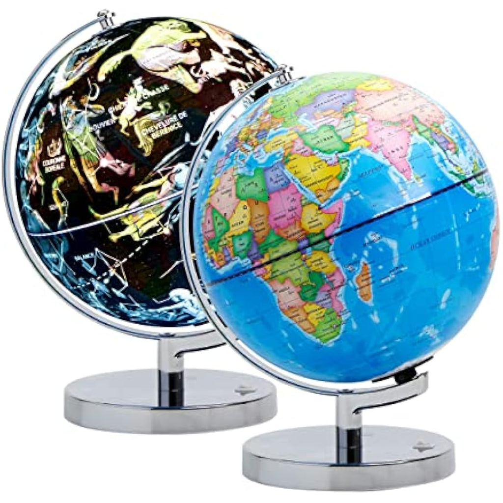 Exerz Illuminated French Globe – 23cm LED Constellation Map & Metal Base