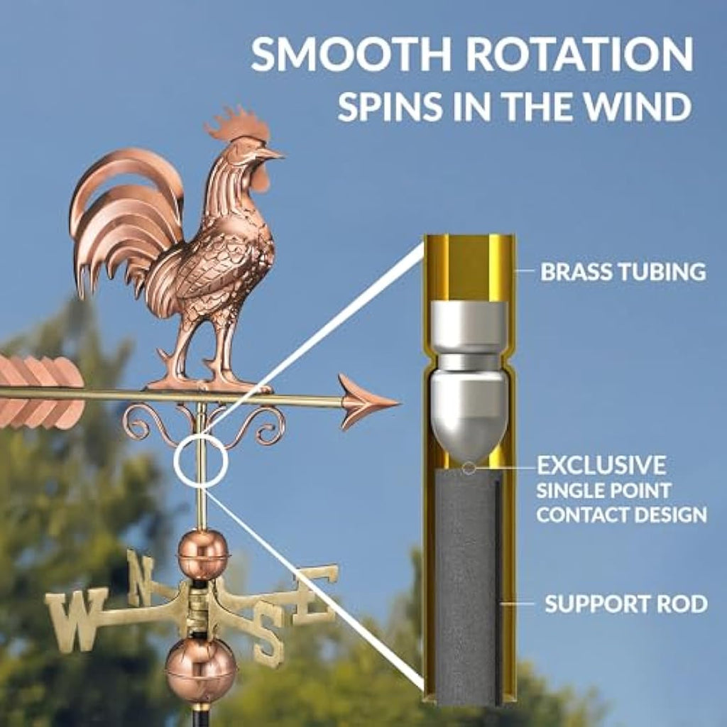 Good Directions Bantam Rooster Weathervane – Pure Copper Garden Decor