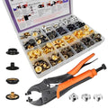 SUNAROC 100 Sets Metal Snap Fasteners Kit – 15mm Press Studs with Tool