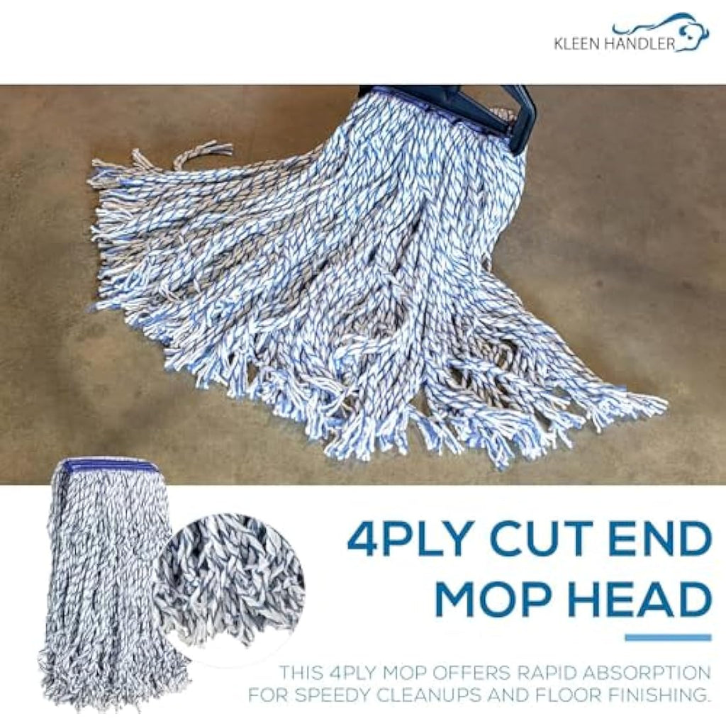 KLEEN HANDLER Cut-End Finish Mop - 4-Ply Synthetic Blend, 24 Pack