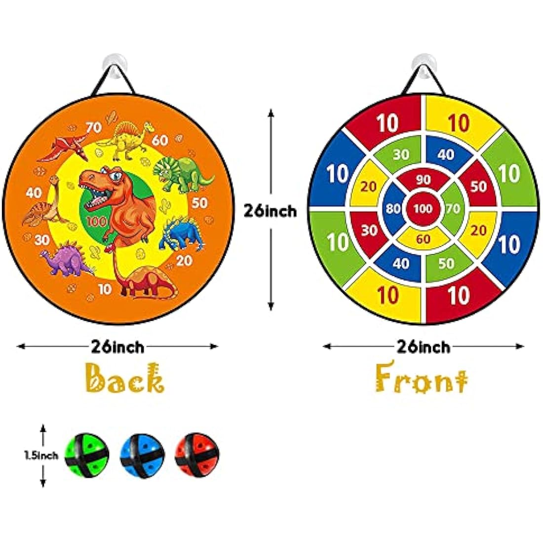 Tuko 26'' Kids Dart Board Game Set with 9 Sticky Balls | Indoor Outdoor Toy