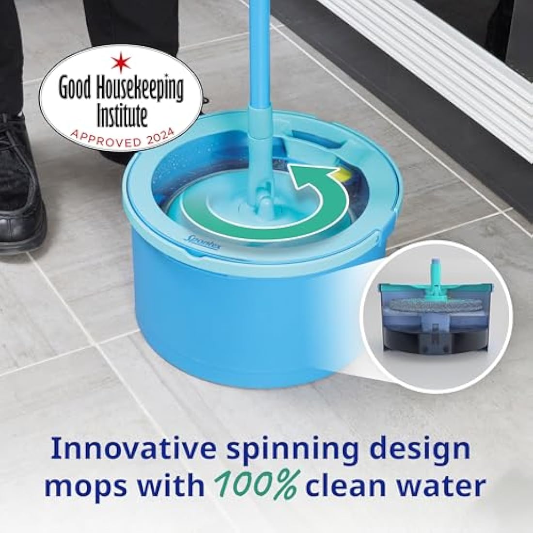 Spontex Aqua Revolution System X'tra Spin Mop & Bucket Set with 2 Refills