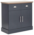 GFW Kendal Compact Sideboard - Grey Wooden Cabinet with 3 Drawers