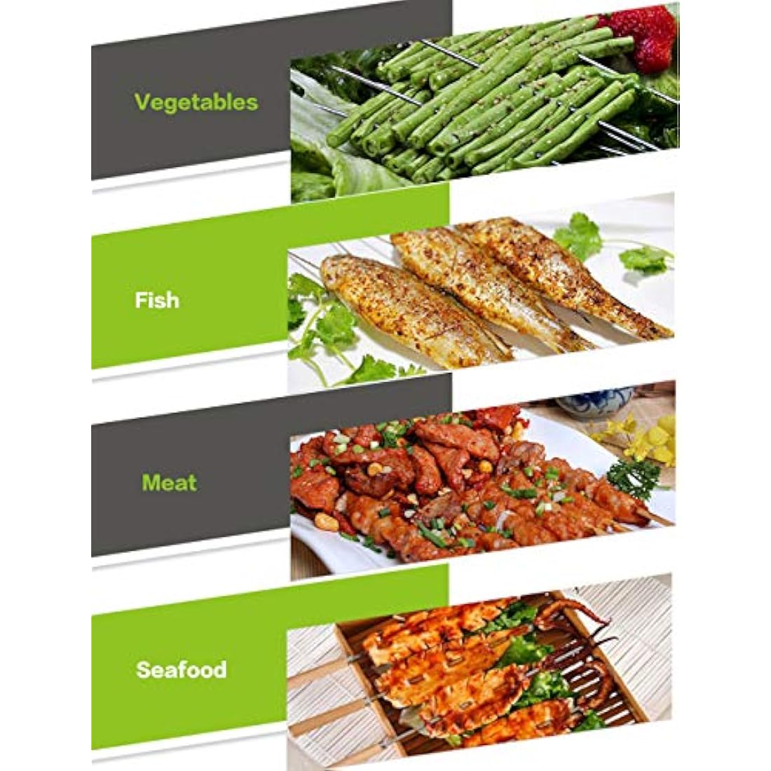 Homealexa 15" Stainless Steel BBQ Skewers – 20pc Flat Kebab Set