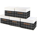 Collapsible Fabric Storage Boxes with Lids - Set of 5