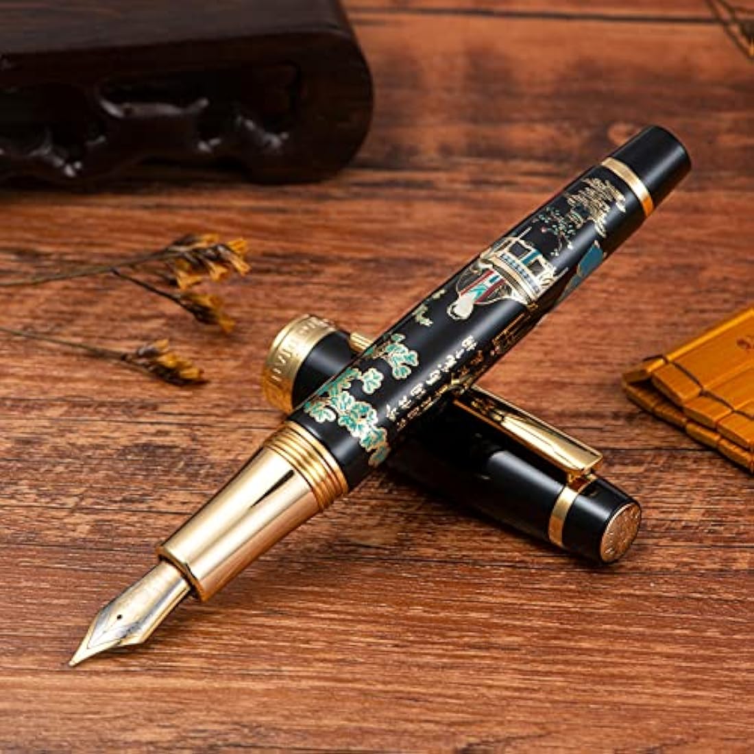 Hongdian 231 Fountain Pen – Chinese Painting Brass Pen with Fine Nib