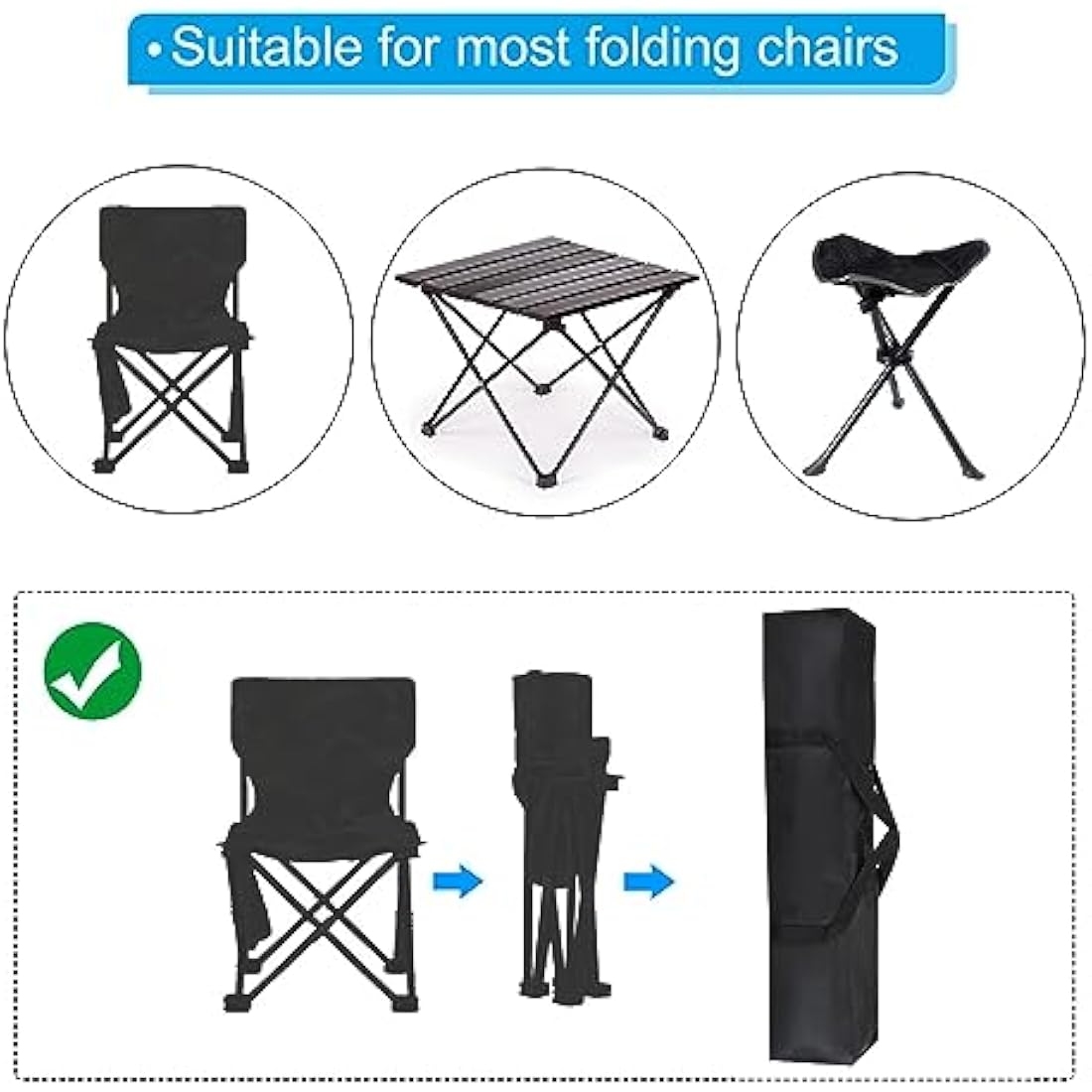 PATIKIL Camp Chair Replacement Bag - 2 Pack Nylon Carry Bag, Black