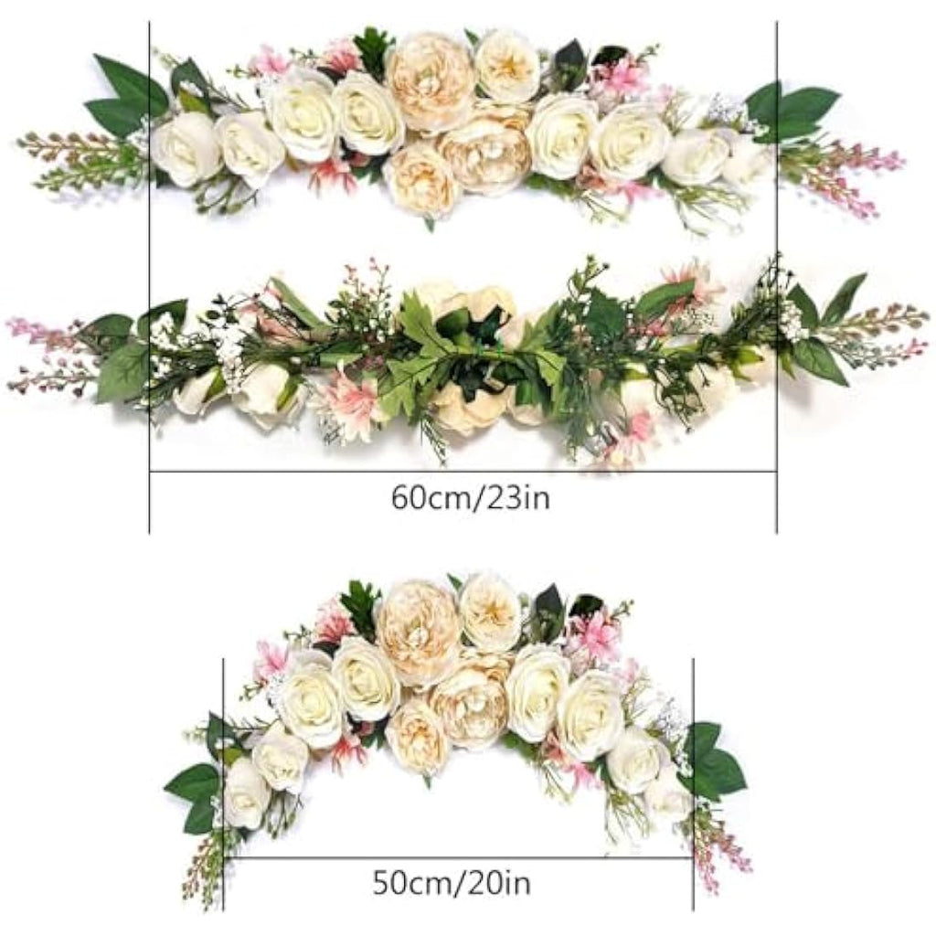 Jolof Store Champagne Peony Wedding Arch Flowers – 60cm Floral Swag