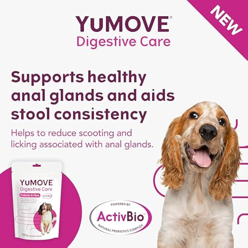 YuMOVE Digestive Care & Fibre Dog Probiotic Supplement for Gut Health – 180g