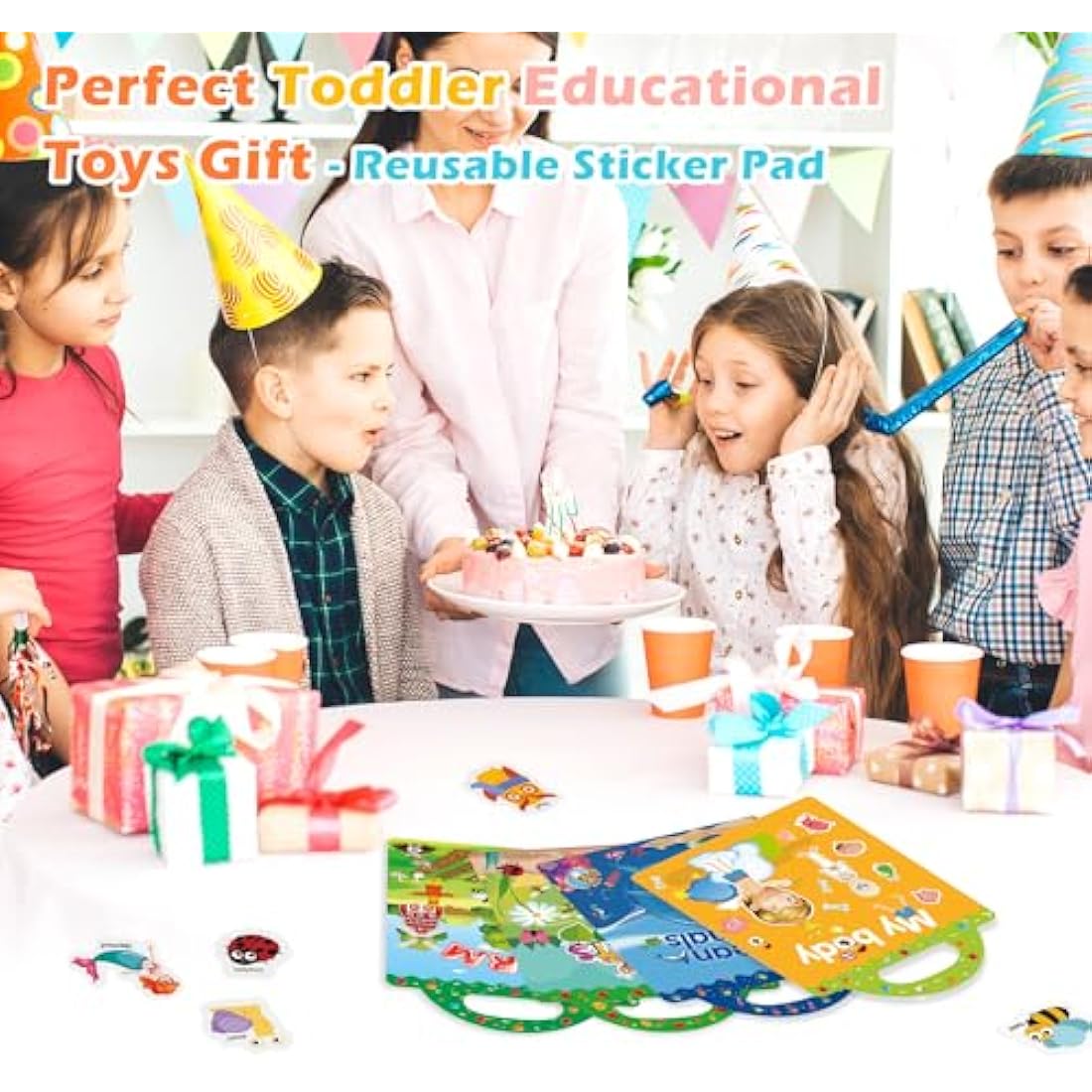 GUYUCOM 4 Pack Reusable Sticker Books | 3D Educational Toddler Toys