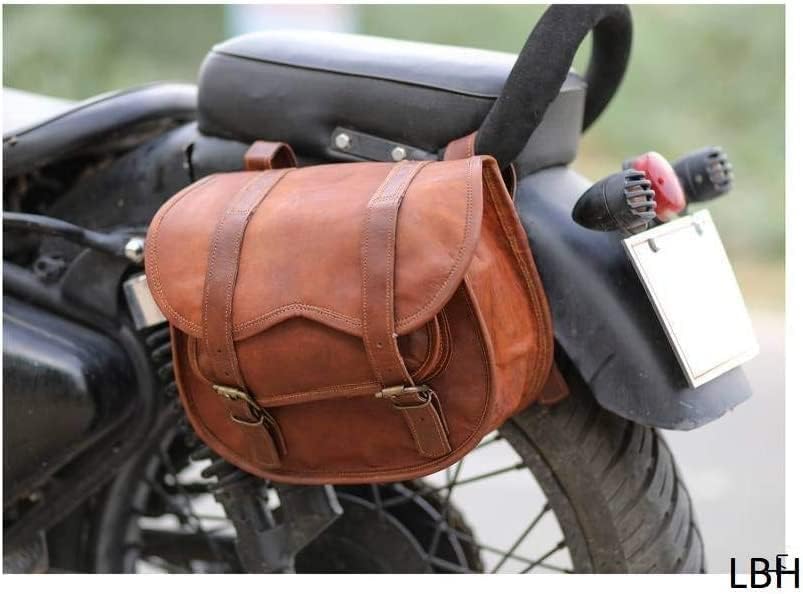 Jolof Store Handmade Goatskin Leather Motorcycle Saddlebags – Set of 2