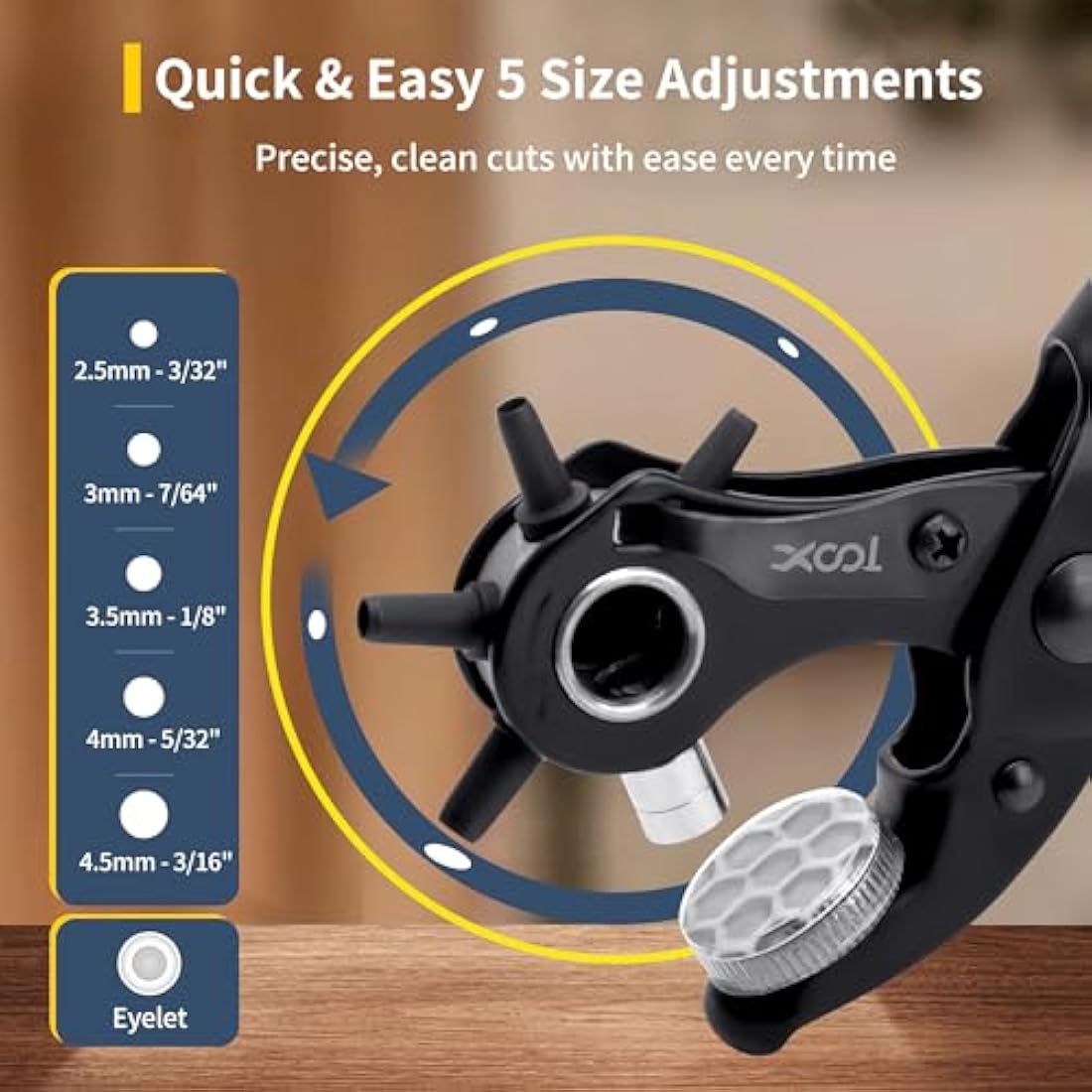 XOOL 2-in-1 Leather Hole Punch and Eyelet Pliers Kit with 200 Metal Eyelets