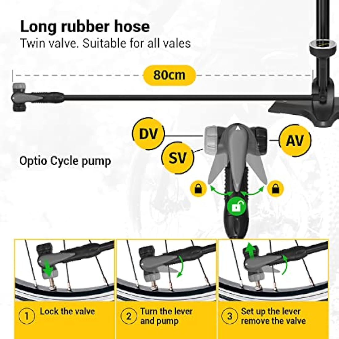 Jolof Store Bike Floor Pump with Pressure Gauge - 160 PSI Presta & Schrader