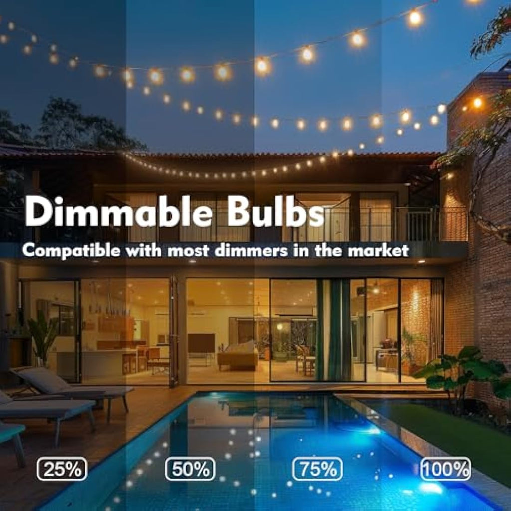 Yuusei 164FT Festoon Lights – IP45 Waterproof Outdoor String Lights