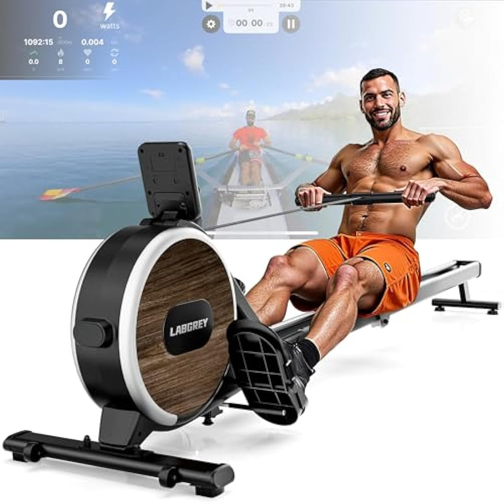 LABGREY Magnetic Rowing Machine | Dual Rail Bluetooth Rower - 350LB