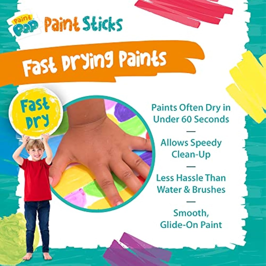 Paint Pop Paint Sticks for Kids – 30 Pack Mess-Free Assorted Colours