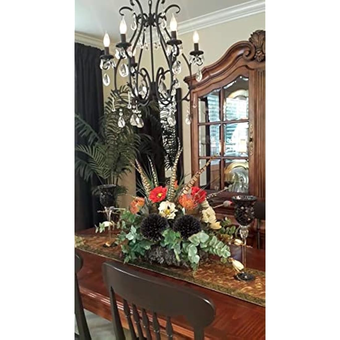Black Artificial Chrysanthemum Silk Flowers – 6 Pcs