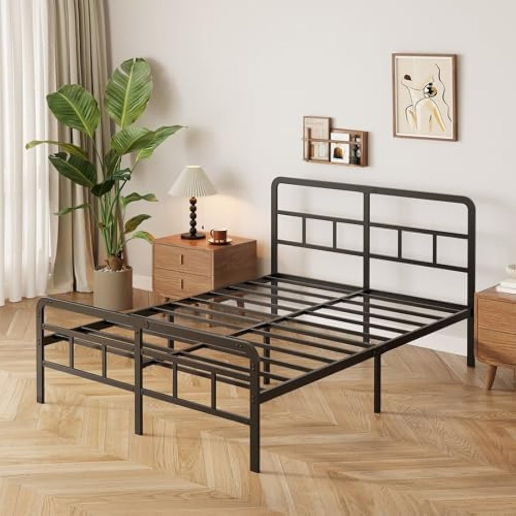 Yicensen Super King Metal Bed Frame | Black Platform Bed with Storage