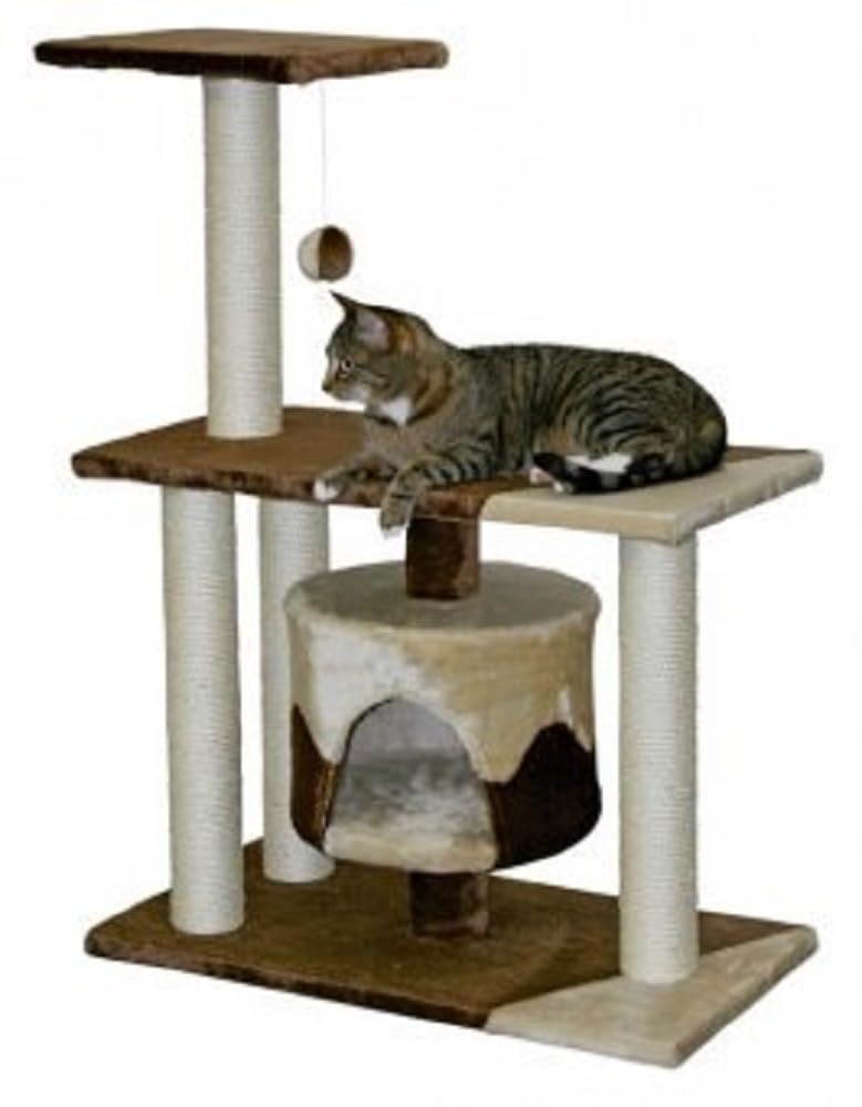 Kerbl Jade Pro Cat Tree – 96cm Sisal Scratching Post with Cave, Beige