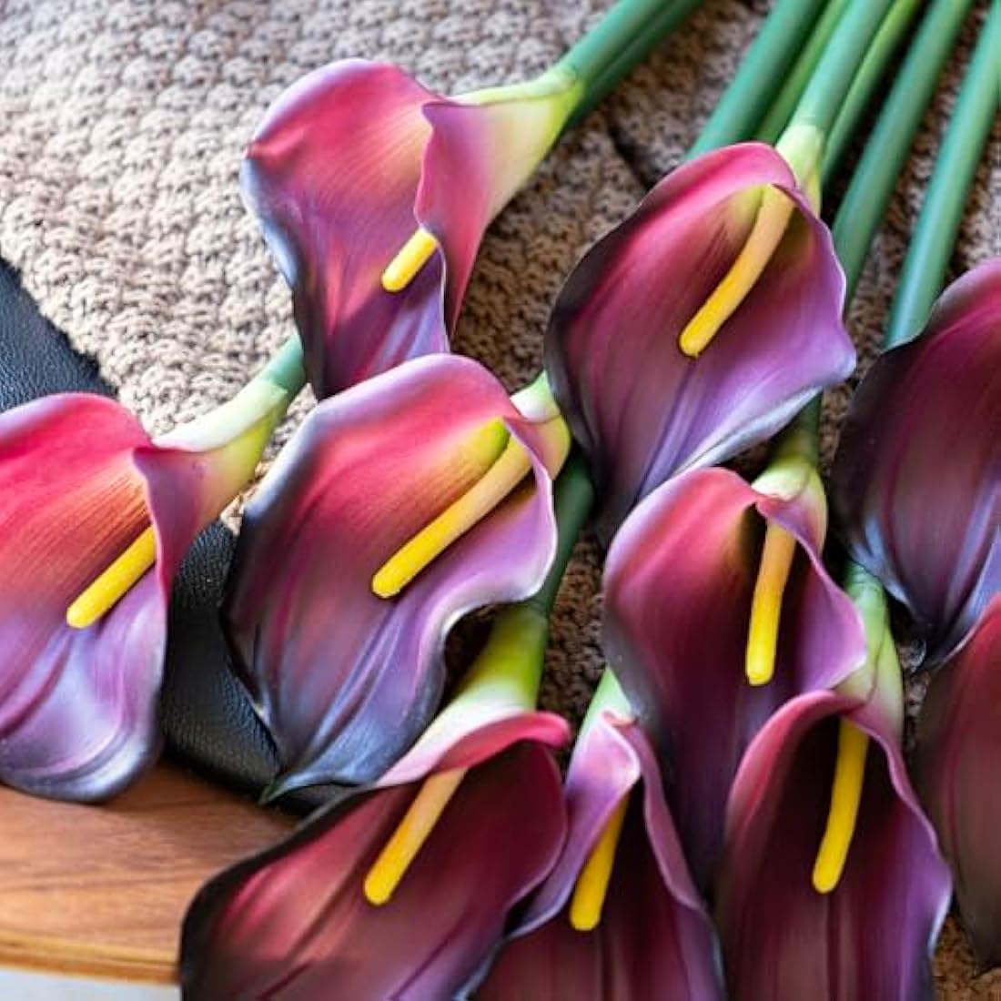 Jolof Store Real Touch Calla Lily Artificial Flowers - 5 Pcs Purple