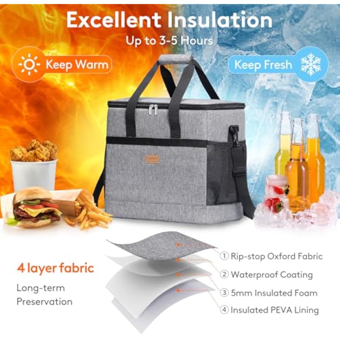 30L Soft Cooler Bag – Large Insulated Picnic Lunch Box